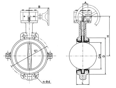 D371(半襯)、D371Fs(全襯)蝸輪對夾襯氟塑料蝶閥